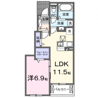 ウォークインクローゼットの有る１LDK