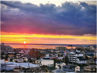 夕日を望む眺望