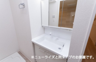 ゆったりとスペースのある洗面所