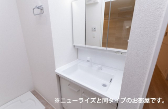 ゆったりとスペースのある洗面所