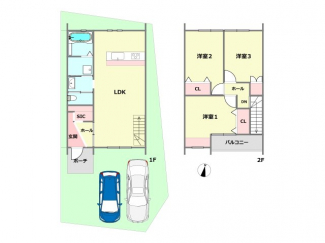 【土地図＋建物プラン例】