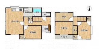 ３ＳＬＤＫ　　ＬＤＫ１２　洋６Ｘ３　納戸４