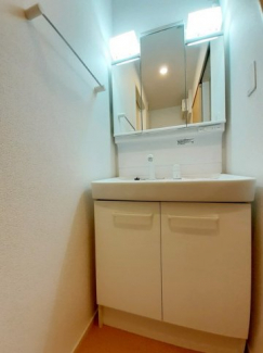 ゆったりとスペースのある洗面所