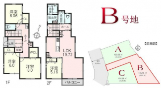 Ｂ号地の区画図と間取りです
