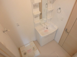 ゆったりとスペースのある洗面所