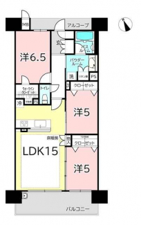 床暖房やスロップシンク等の設備、各部屋の収納もある３ＬＤＫ！