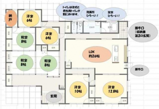 住居部分の間取りです。ＬＤＫ２６帖の大空間が魅力的。