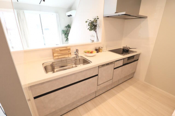 ＴＯＴＯのシステムキッチンを採用。水ほうき水栓や食器洗い乾燥