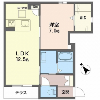 ウォークインクローゼットの有る１LDKです