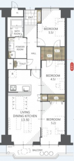 70.00㎡／3LDK／南西向き