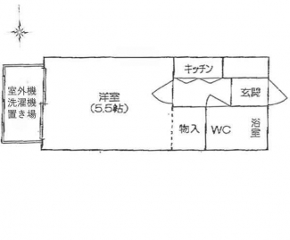 洗濯機は腰高窓の外にある室外機置場に設置可能です