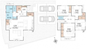 家族時間が自然と増える１８．９帖のＬＤＫ。４ＬＤＫの間取りに