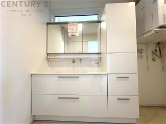 化粧品や洗顔料、歯ブラシなどの必需品をまとめて置ける収納スペースがあり、使用するたびに取り出す手間が省けます。また、水回りのため、濡れても大丈夫な素材が使用されており、お手入れが簡単です。