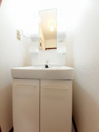ゆったりとスペースのある洗面所