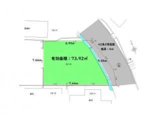 有効面積は73.92㎡（22.36坪）です
間口：9.05ｍ　幅：7.6ｍ　奥行：6.9ｍ～7.4ｍです