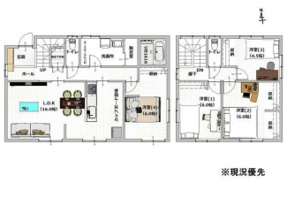 【リフォーム後の間取り】４ＬＤＫ　建物面積：１１２．４７㎡（
