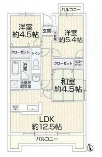 ３ＬＤＫ　ＬＤＫ１２．５　洋５．４　洋４．５　　和４．５