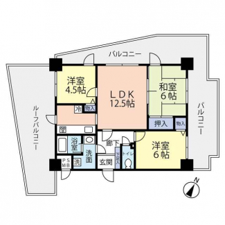 ３方バルコニー