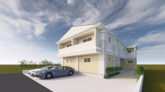 パース図と実際の完成建物との間で植栽等相違がございます。