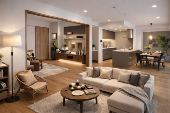 LDK約24帖の広々した空間です♪
※こちらの画像はAIホームステージングで加工しています。