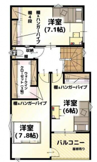 ４ＳＬＤＫの２階間取り図