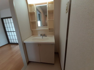 ゆったりとスペースのある洗面所