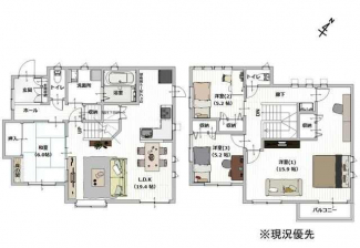 【リフォーム後の間取図】４ＬＤＫ　建物面積：１２６．５１㎡（