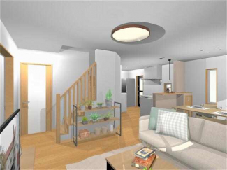 【家具配置イメージ】ＬＤＫ１９．４帖　対面キッチンなのでご家