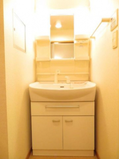 ゆったりとスペースのある洗面所