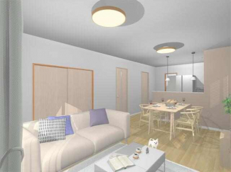 【家具配置イメージ】ＬＤＫ１６帖　ダイニングスペースとリビン