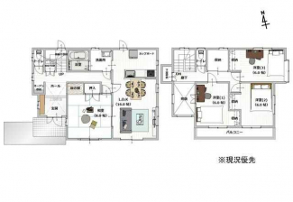 【リフォーム後の間取図】４ＬＤＫ　建物面積：１１５．０９㎡（