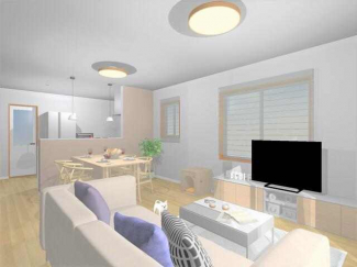 【家具配置イメージ】ＬＤＫ１６帖　対面キッチンなのでご家族と