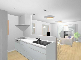 【家具配置イメージ】ＬＤＫ１６帖　キッチン前にはお洒落なペン