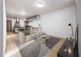 光と風が通る広々１８帖のＬＤＫ。洗面脱衣室への移動もスムーズ