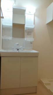 ゆったりとスペースのある洗面所