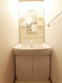 ゆったりとスペースのある洗面所