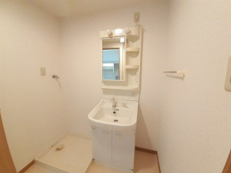 ゆったりとスペースのある洗面所