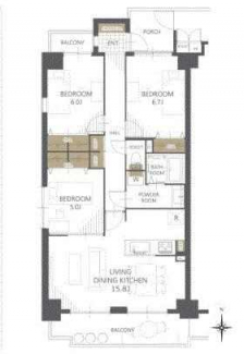 ３ＬＤＫ　ＬＤＫ１５．８　洋６．７　洋６　洋５