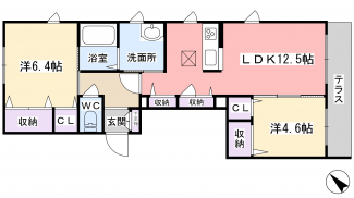 1階角部屋のお部屋です