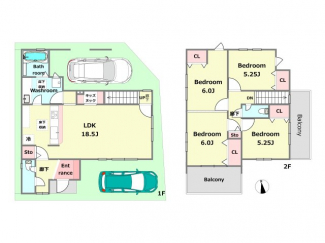 2階洋室は間仕切り壁で分割可（有償）