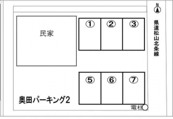 駐車場区画図です♪進入路はすき家松山道後樋又店から北へ２４ｍ