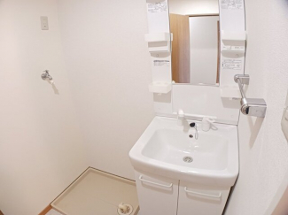 ゆったりとスペースのある洗面所