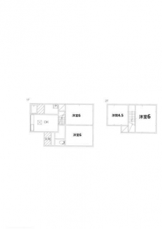 間取り図　４ＤＫ　ＤＫ６　洋間６Ｘ３　洋４．５