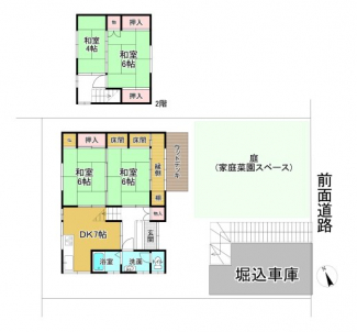 間取り、高台で外から見えにくい庭が印象的