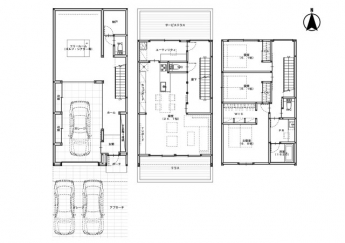 163㎡のゆとりある敷地で、ビルトインガレージと24帖超の開放的なLDKが実現する羨望の暮らし。
上階テラスでは、街の喧騒から離れ、心満たされるプライベートな時間を愉しめます。