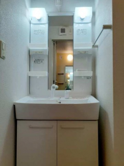 ゆったりとスペースのある洗面所