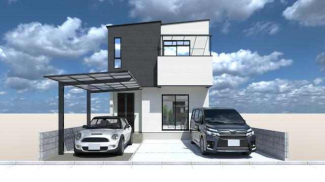 外観パース、落ち着いた雰囲気に仕上がります。