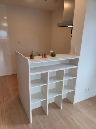 キッチンカウンター下は収納棚になっています。