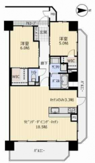2LDK・LDK18.5帖 家具配置のしやすいゆとりある間取