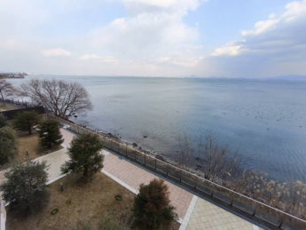 眼下に琵琶湖が広がります